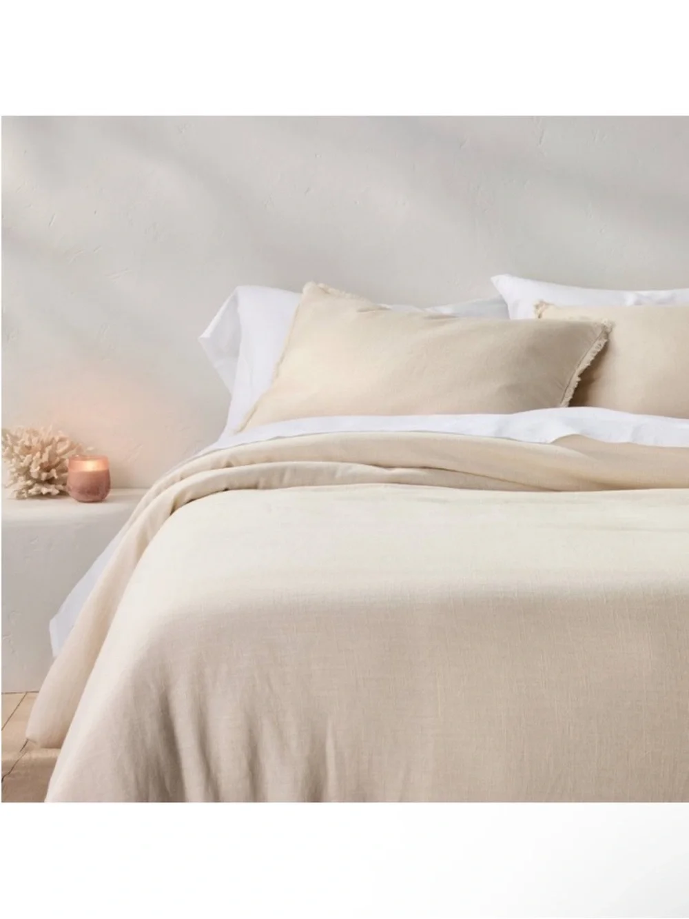 NWT King/California King Heavyweight Linen Blend Comforter & Sham Set Natural -